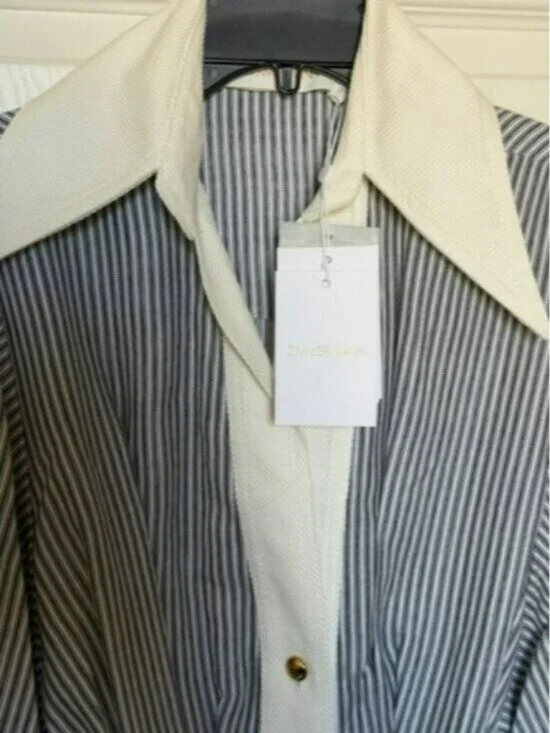 NWT Zimmermann Illustration Tuck Striped Cotton-Silk Mini Dress - Picture 4 of 6